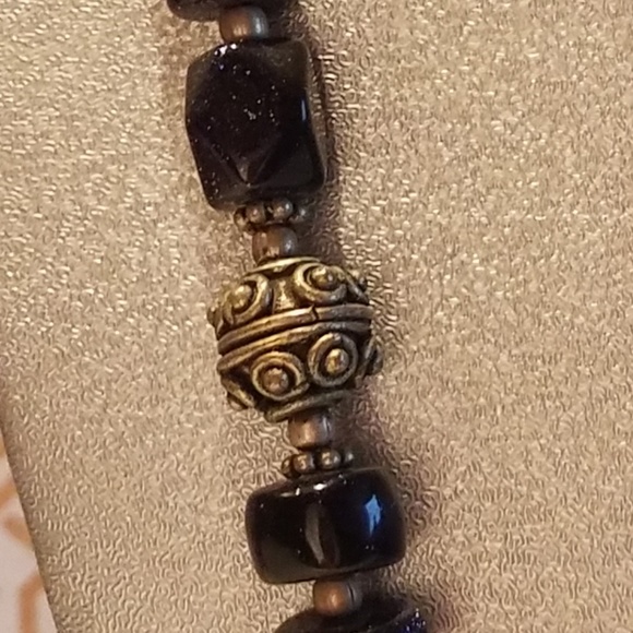 Midnight Shimmer Blue Goldstone Bead Necklace - Picture 3 of 8